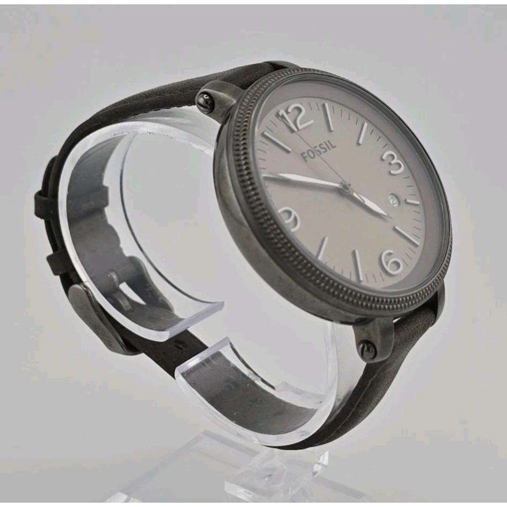 Fossil Quartz Watch ES3134 Women 42mm Silver Steel Leather Date - New Battery - Picture 3 of 6